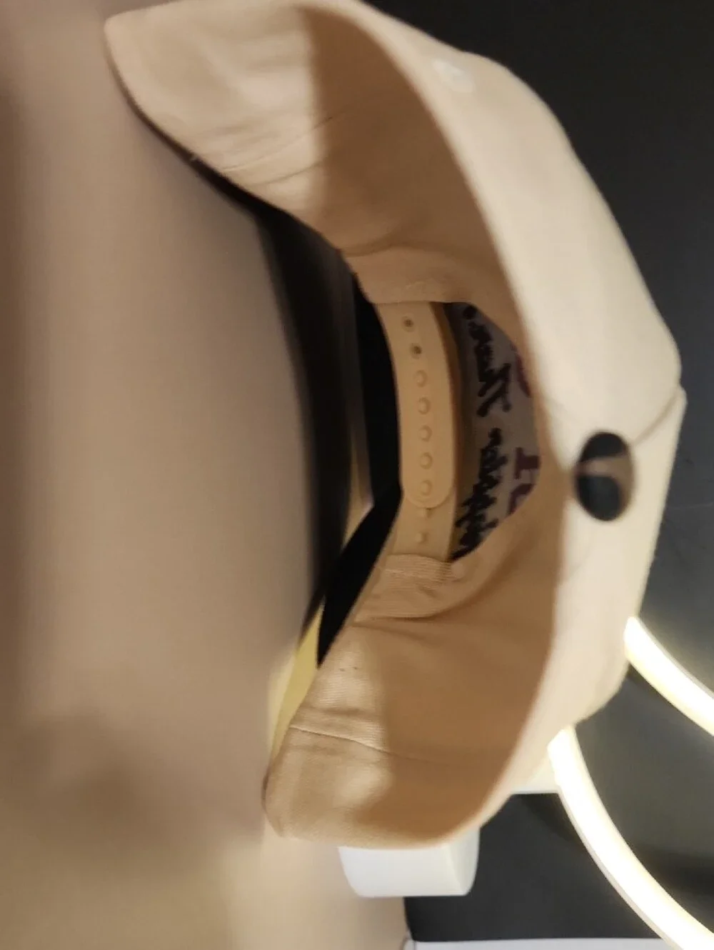 Cream and Leopard Print Baseball Cap with Embroidered Slogan